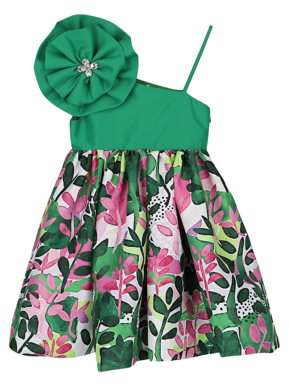 New! Mama Luma 7/8 green and pink floral dress